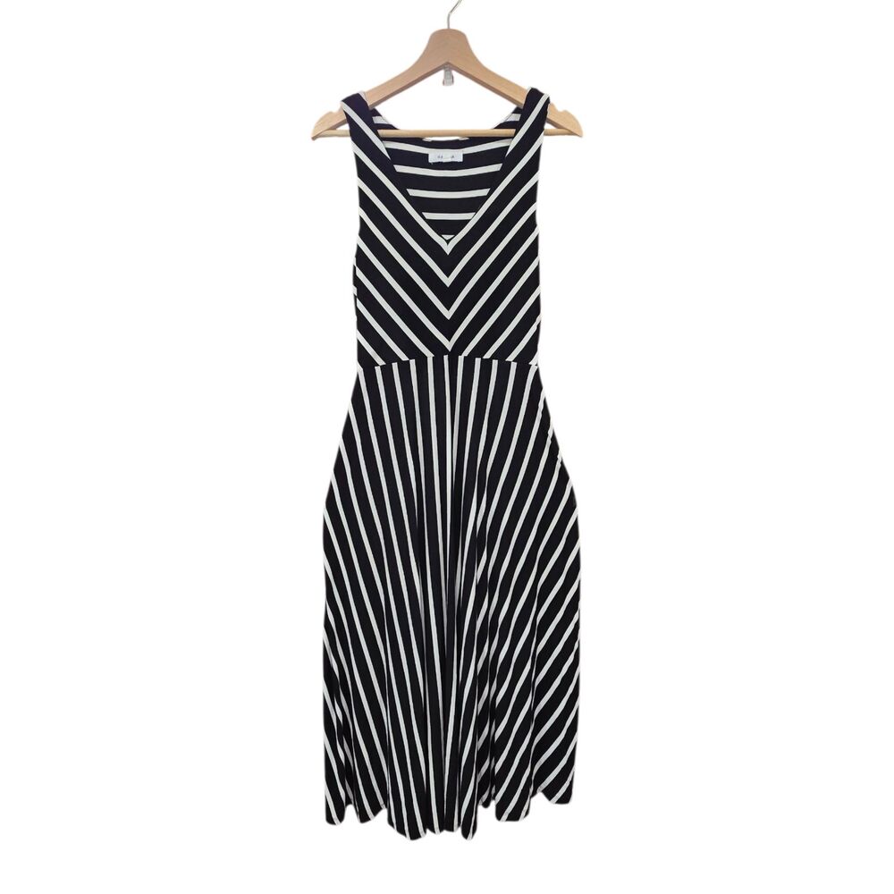 Athleta Dreamin Black White Stripe Maxi Dress